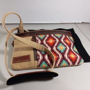 Sixtease Southwestern Leather/Cotton Crossbody bag Cottagecore